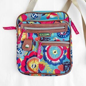 Lily Bloom Gigi Crossbody Bag Strawberry Birds Flowers Multi Pocket Purse Whimsi